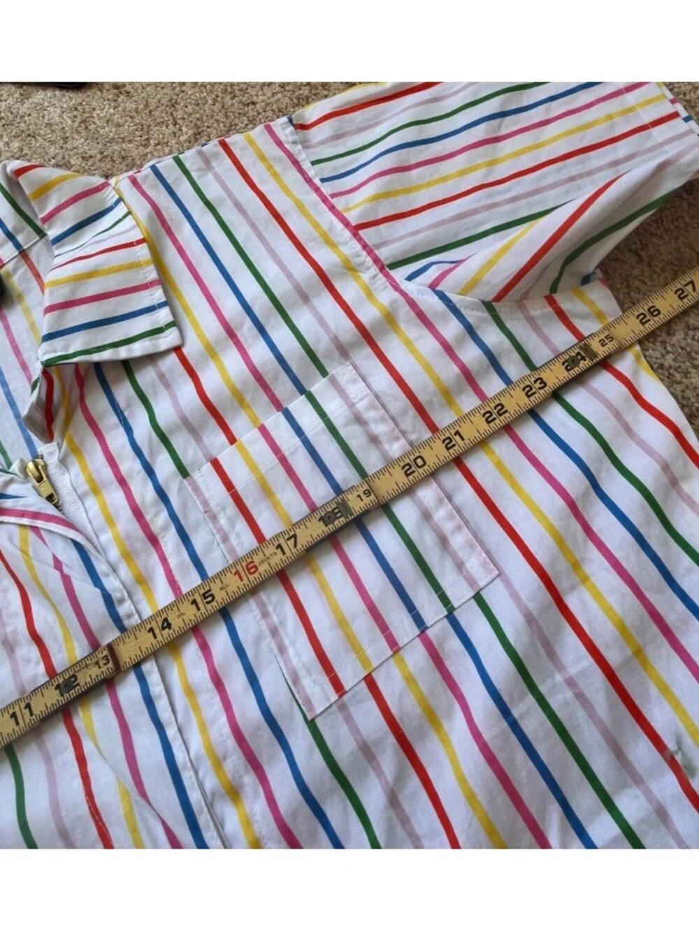 Nooworks 70s Inspired Rainbow Striped Jumpsuit Womens 3XL Dopamine Kidcore Retro